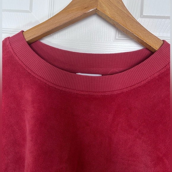 Sundry Anthropologie burnt orange y2k style velour crew neck sweater- size S - Picture 12 of 14